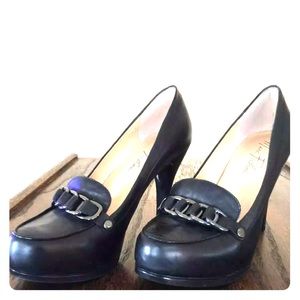 Marc Fisher Black Leather Classic Heels Horse Bit